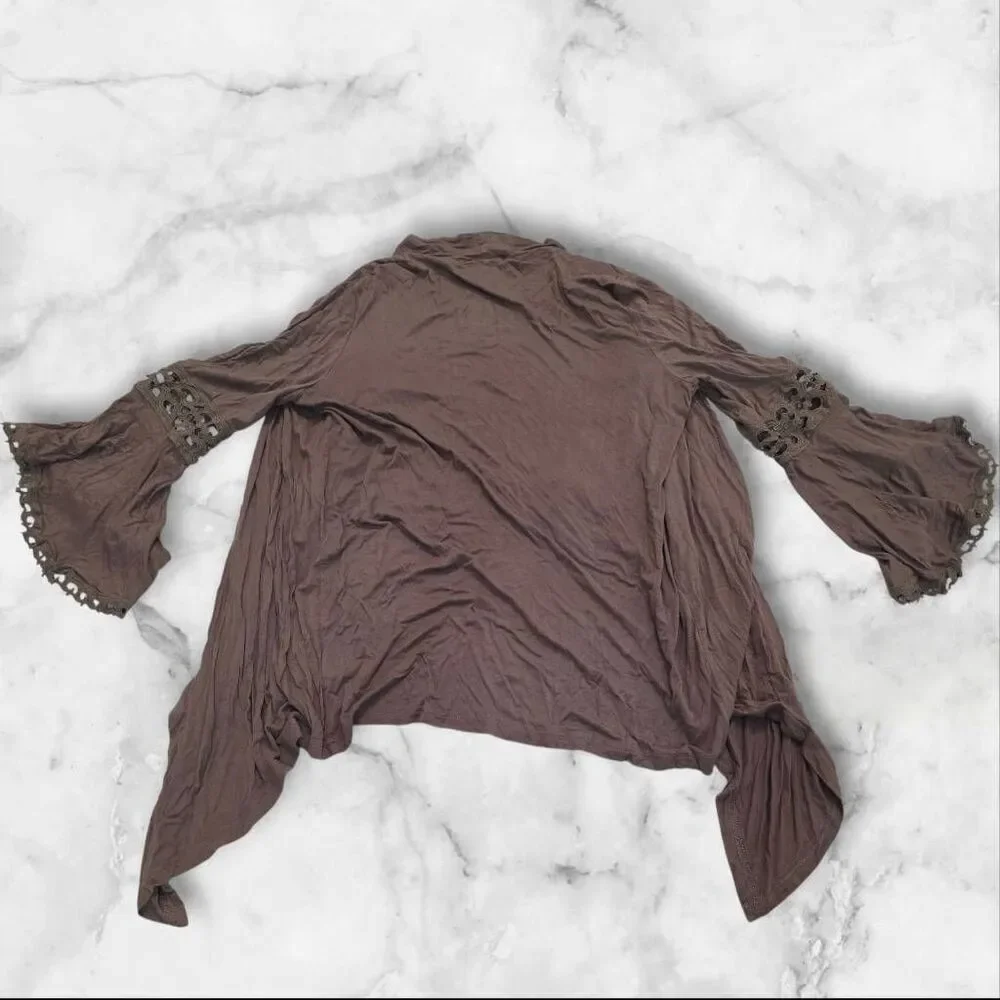 Kontrol Size Large Brown Long Sleeve Cardigan